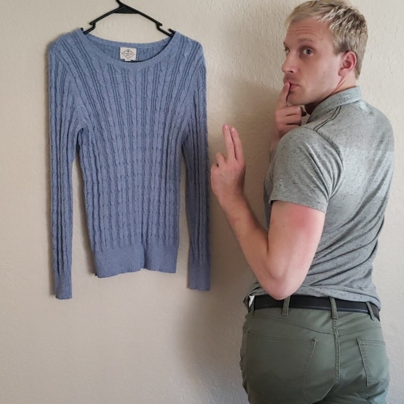 St John's Bay Blue Cable Knit Sweater - Picture 6 of 6